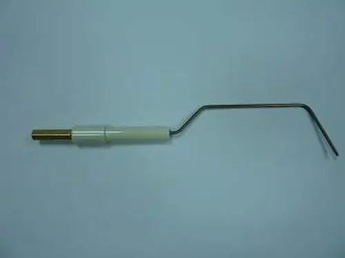 Ionisationssonde von Remeha mit einem gewinkelten Metallstab und einem Kunststoffgriff, geeignet für Anwendungen in Heizsystemen.